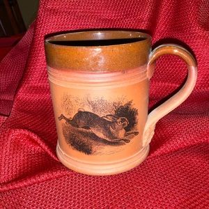 Vintage FULHAM ENGLISH POTTERY Hare/Rabbit/Bunny Redware Mug.